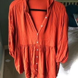 Aerie Burnt Orange Tunic Blouse